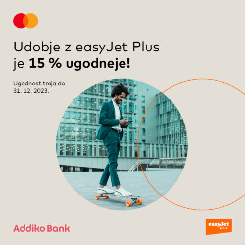 MC_Addiko_easyJet_1000x1000px_apr23_v1 Ugodnost Addiko Mastercard in EasyJetPlus 15% popust